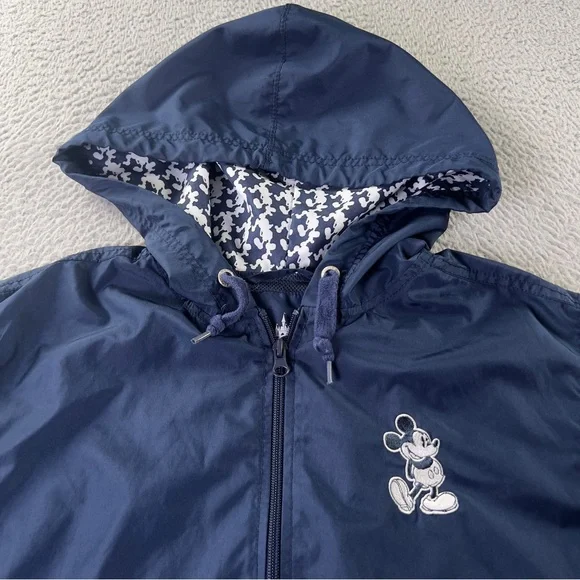 Walt Disney World Windbreaker Jacket Womens Large Blue Mickey Hooded Full Zip - Picture 11 of 11